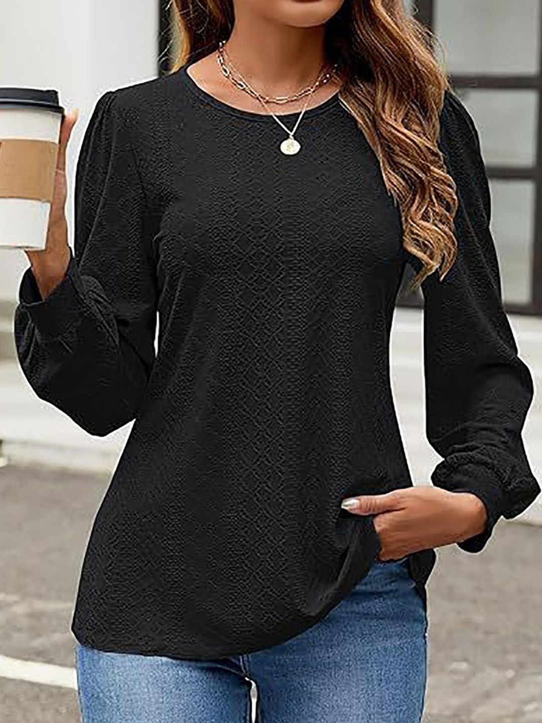 

StyleCast x Revolte Women Embroidered Long Sleeves Top, Black