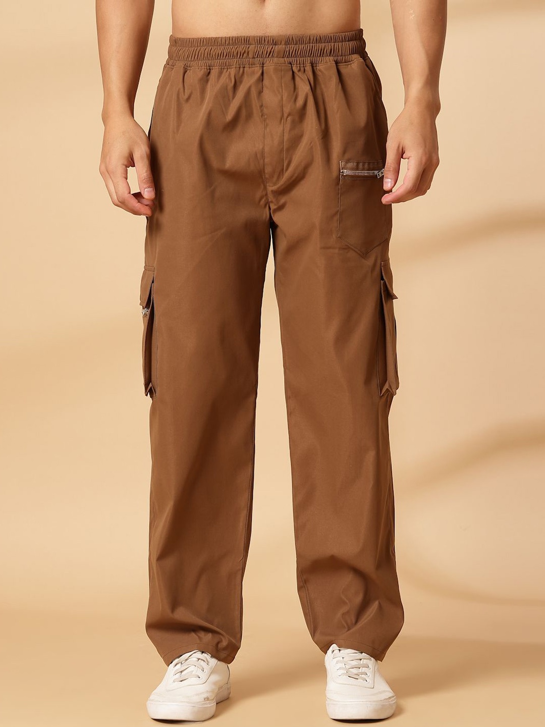 

UZARUS Men Cotton Regular Fit Track Pants, Camel brown