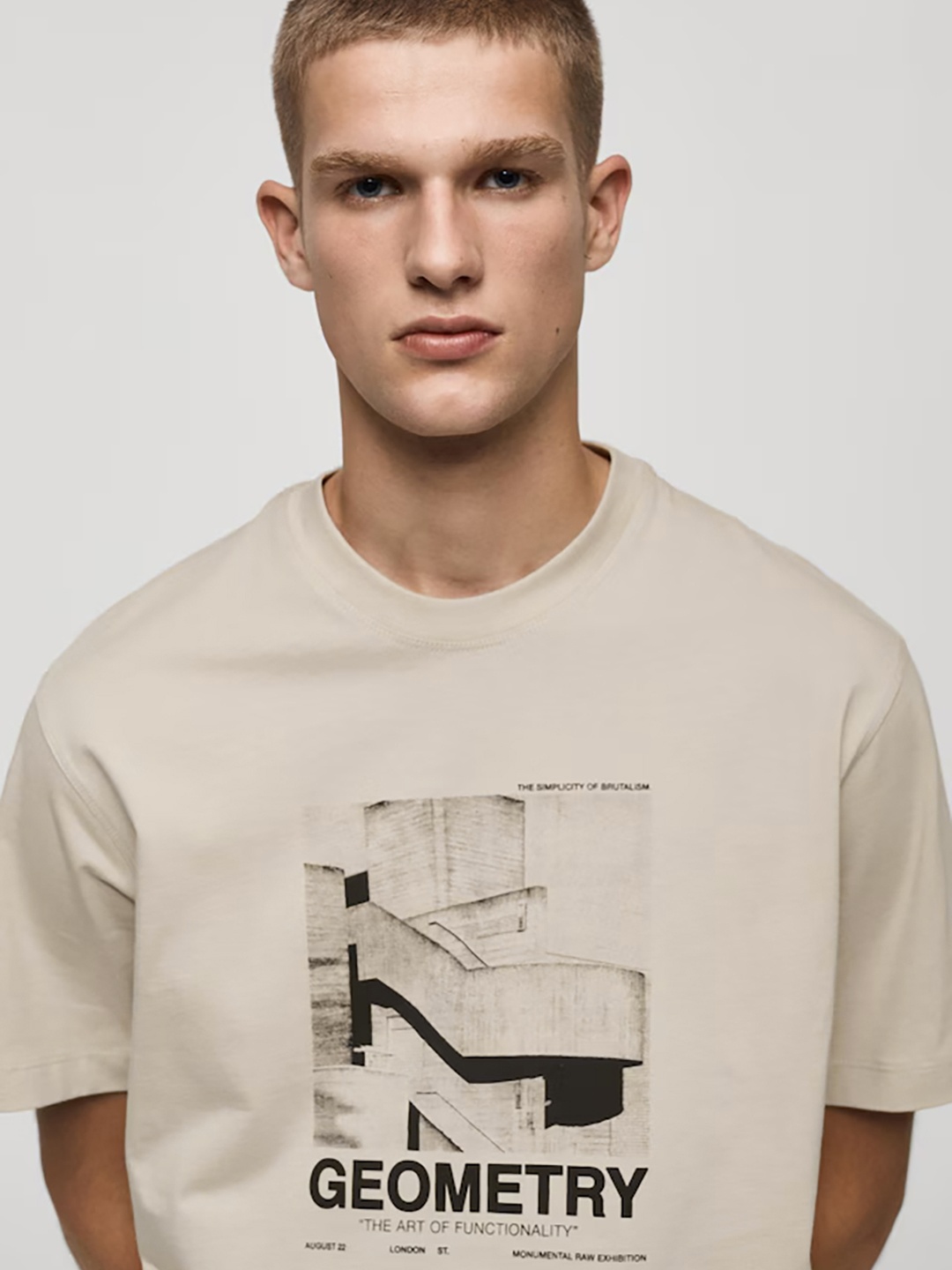 

MANGO MAN Printed T-shirt, Beige