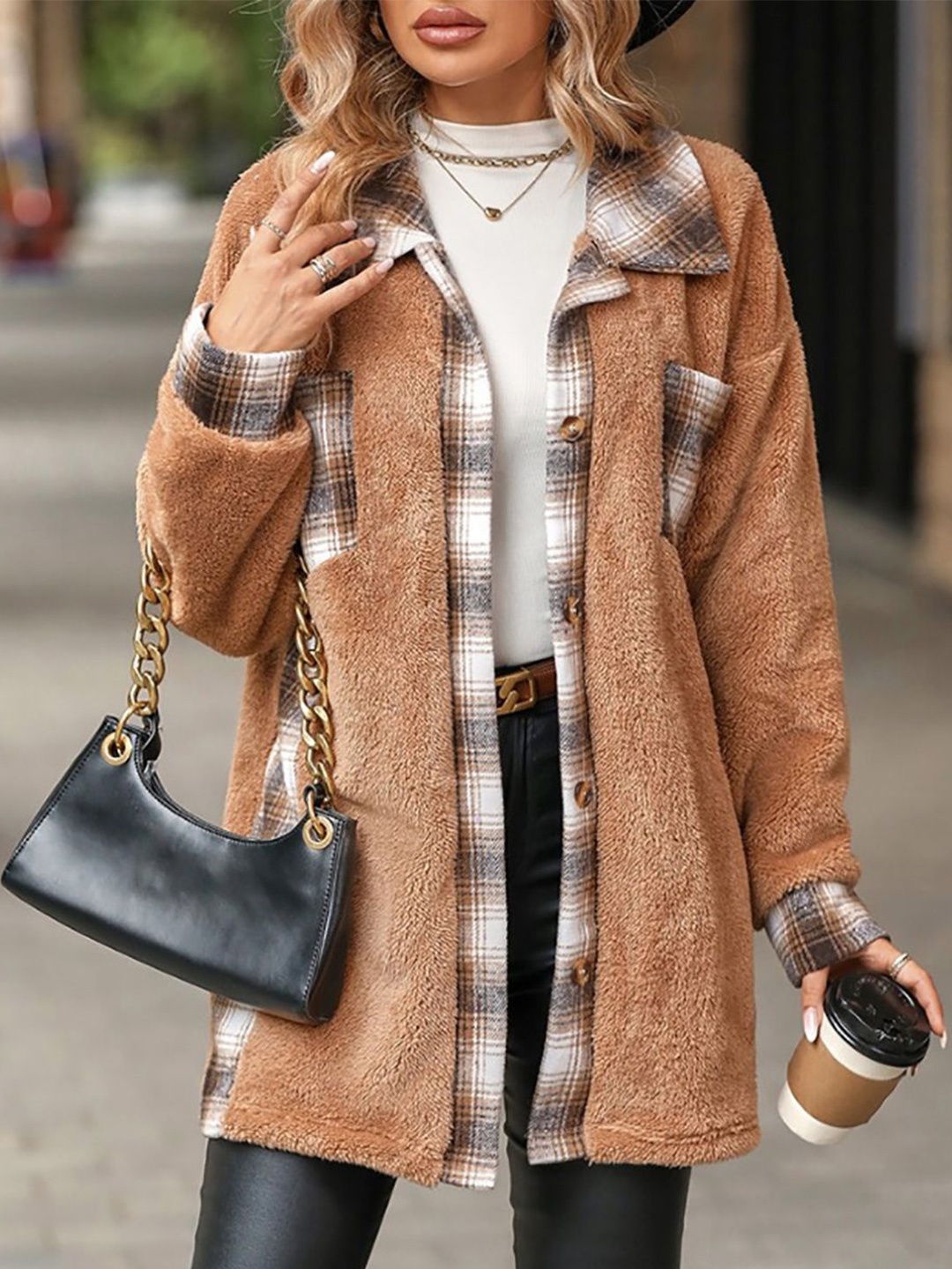 

StyleCast x Revolte Women Notched Lapel Single-Breasted Overcoat, Khaki
