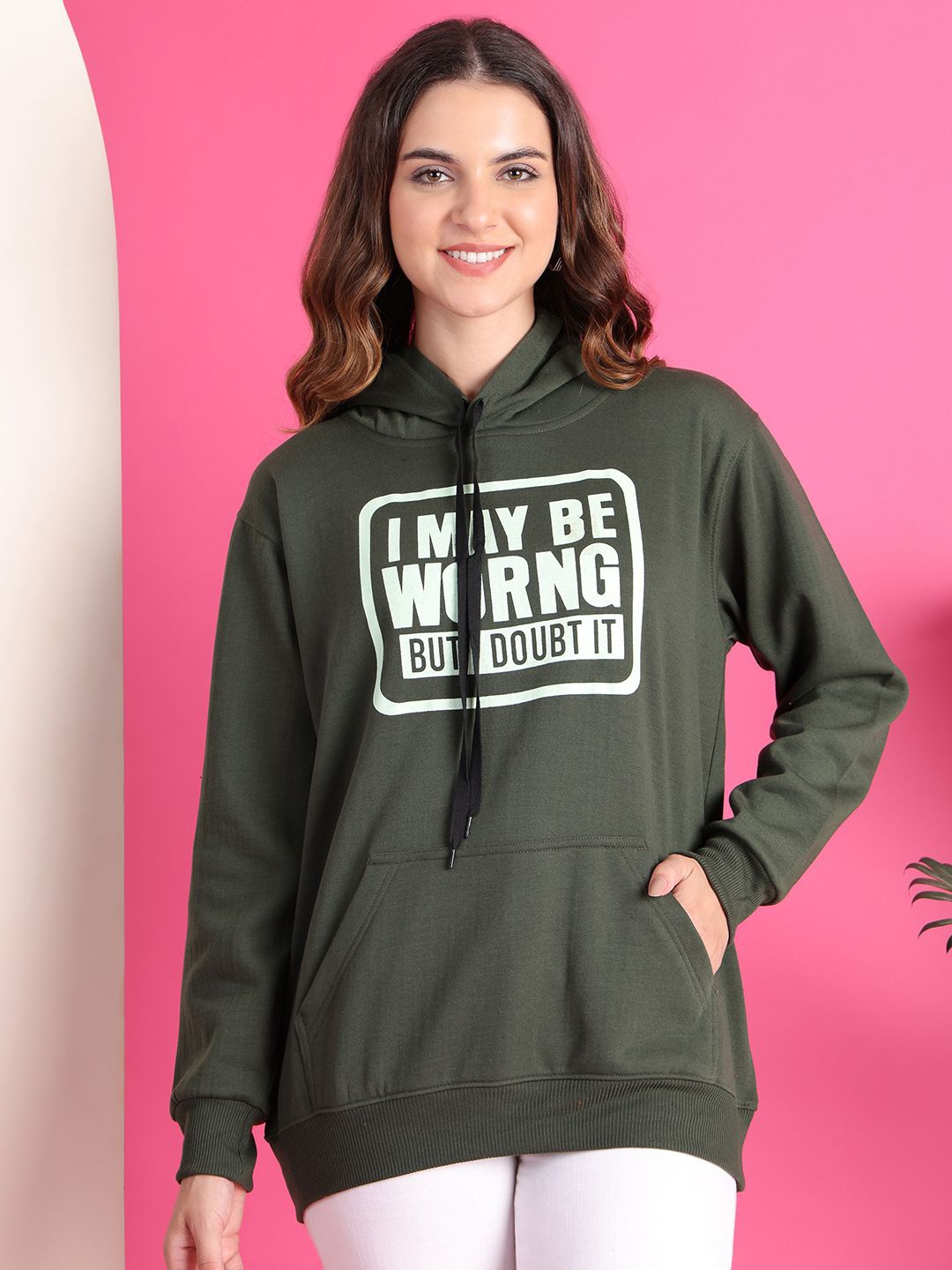 

MACK JONNEY Women Printed Sweatshirt, Green