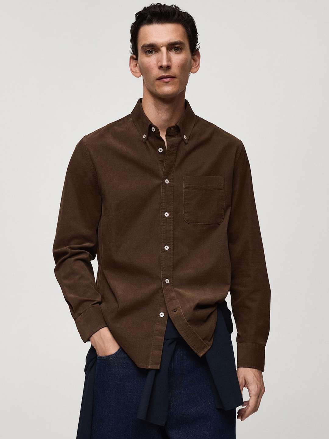 

MANGO MAN Classic-Fit Micro-Corduroy Pure Cotton Shirt, Brown