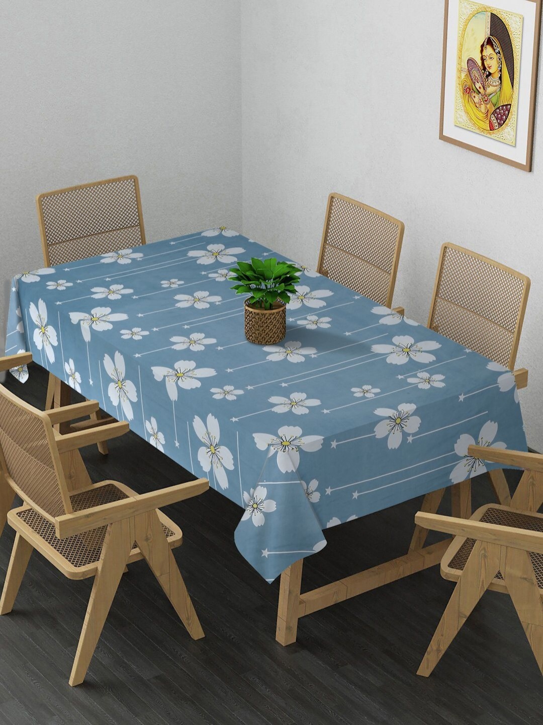 

Arrabi Blue & White Floral Printed 8-Seater Table Cover
