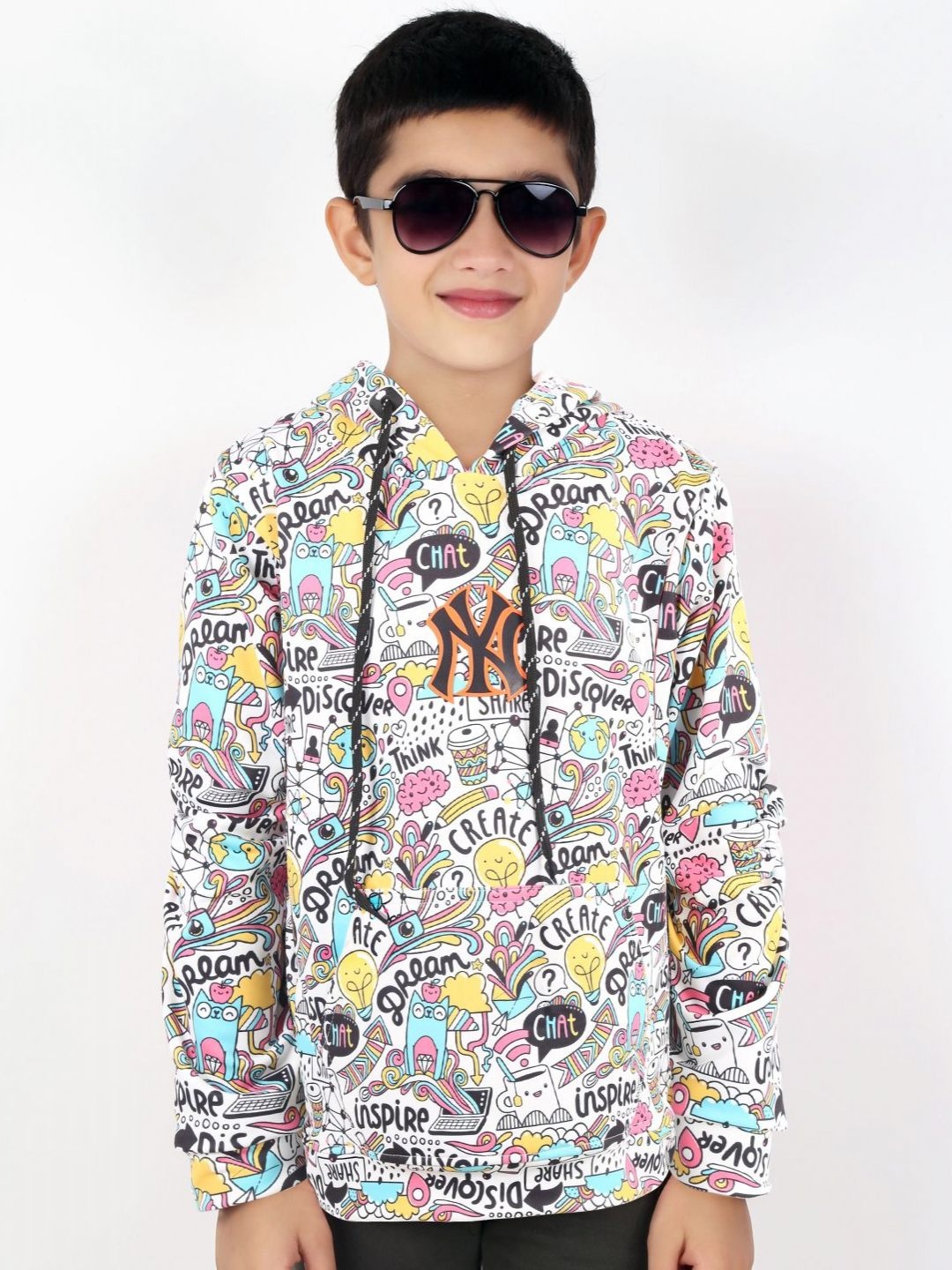 

MashUp Boys Printed Hooded Pockets T-shirt, Black