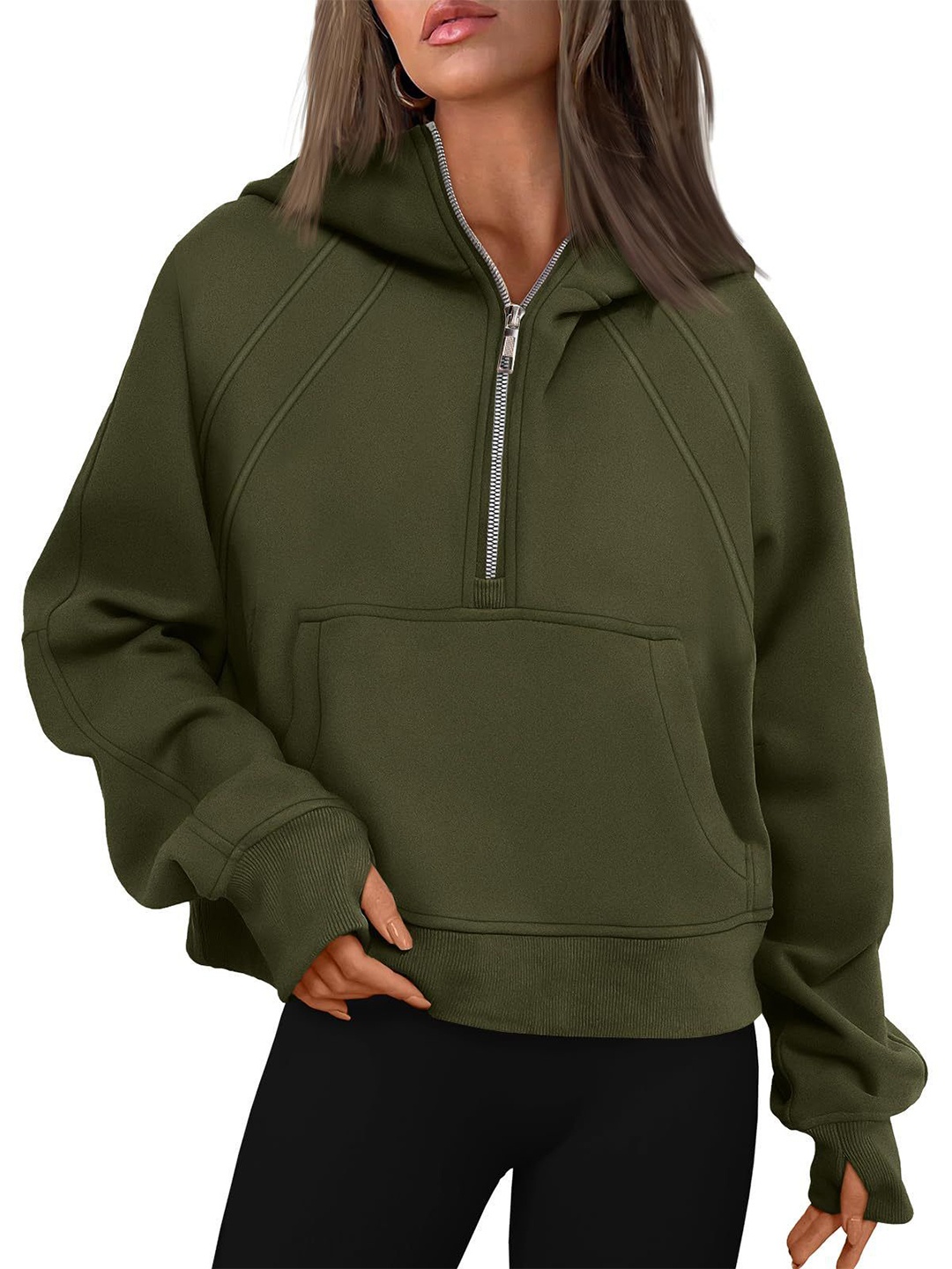 

StyleCast x Revolte Women Hooded Sweatshirt, Olive