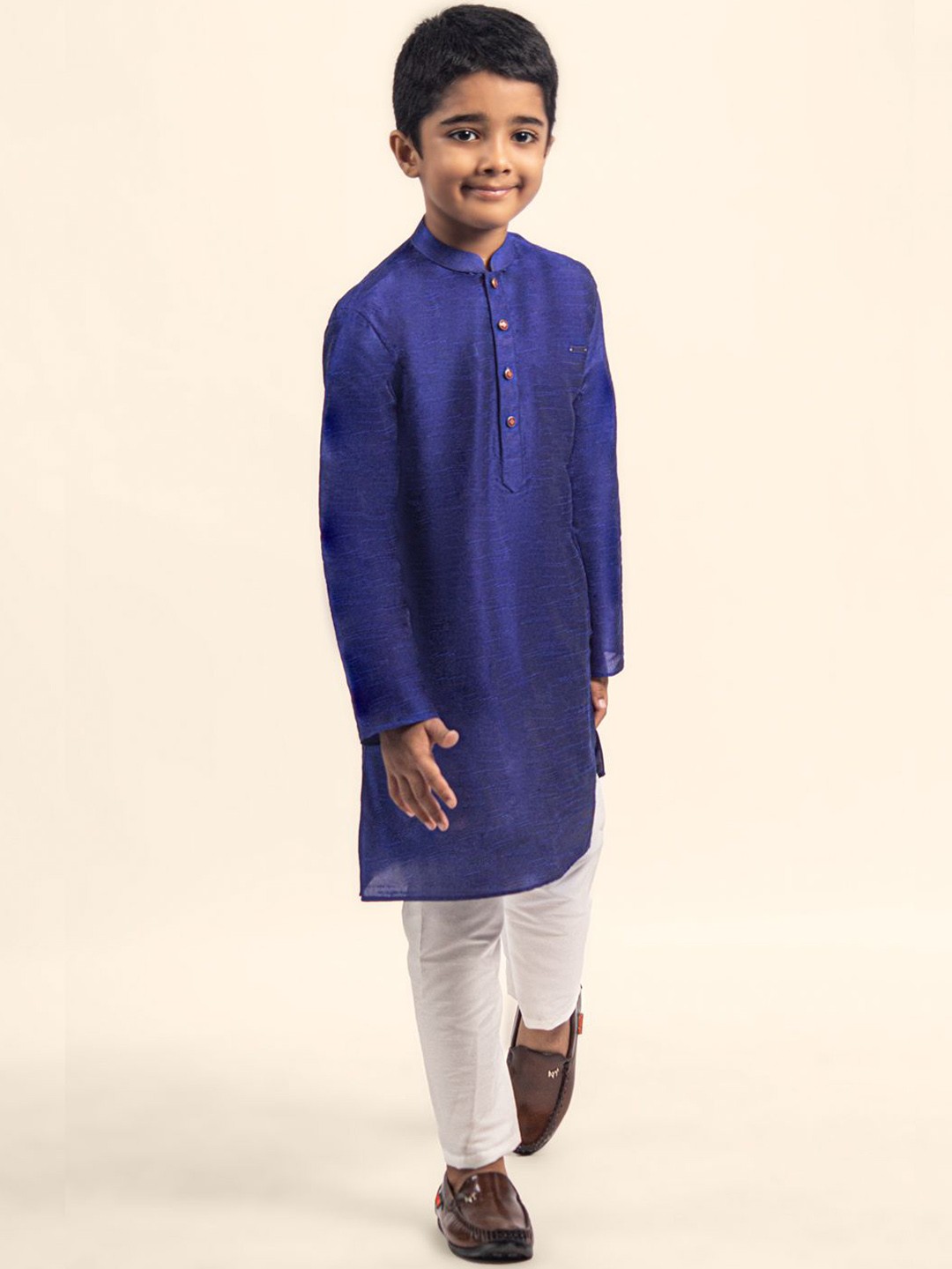 

DEVOILER Boys Mandarin Collar Straight Kurta, Blue