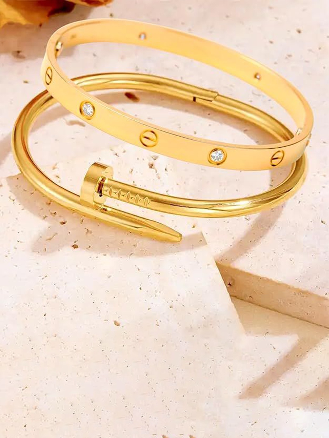 

DIVASTRI Women 2 Antique Gold-Plated Cuff Bracelet