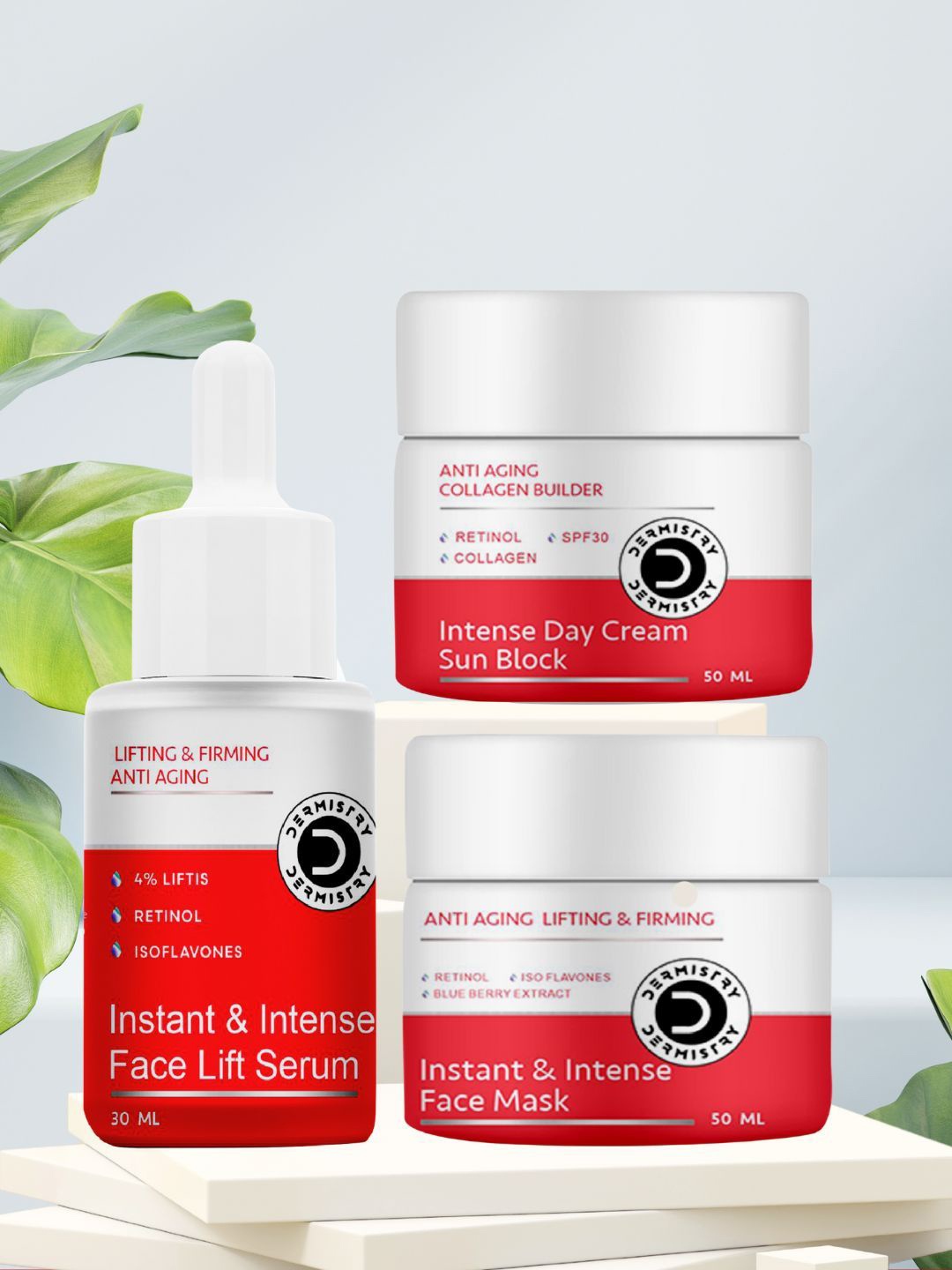 

DERMISTRY Anti Ageing Retinol Face Pack, Day Cream & Face Serum Combo, White
