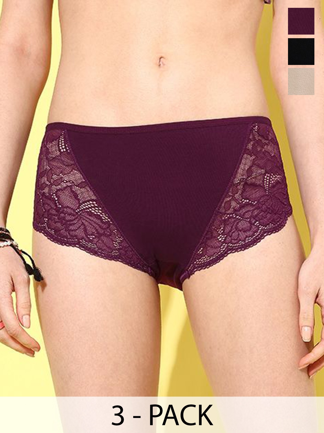 

Leading Lady Women Pack Of 3 Mid-Rise Hipster Briefs, Nude