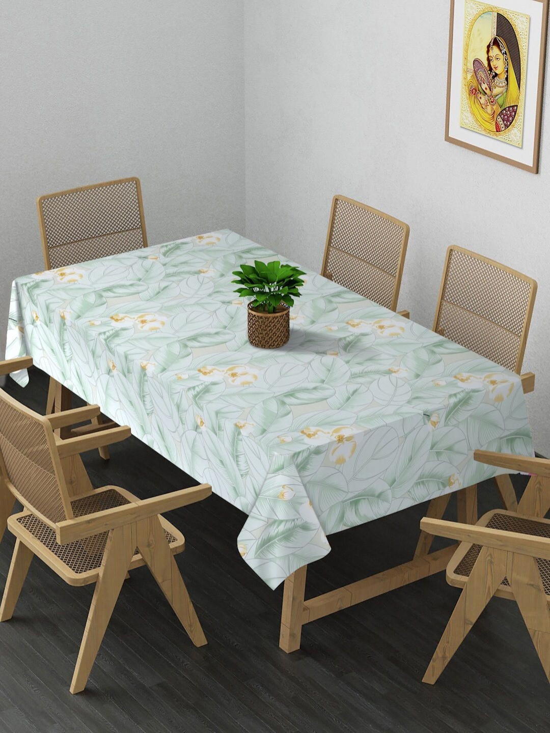 

Arrabi Green & White Floral Printed 8-Seater Table Cover