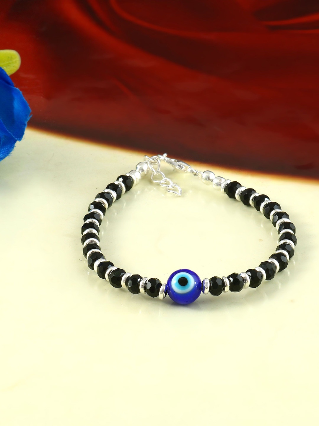 

Jewar Mandi Women Brass Silver-Plated Link Bracelet, Black