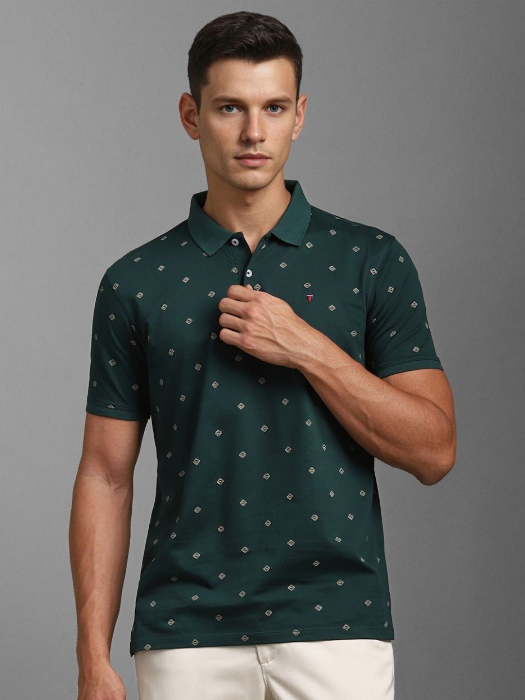 

Louis Philippe Sport Men Printed Polo Collar Slim Fit T-shirt, Green
