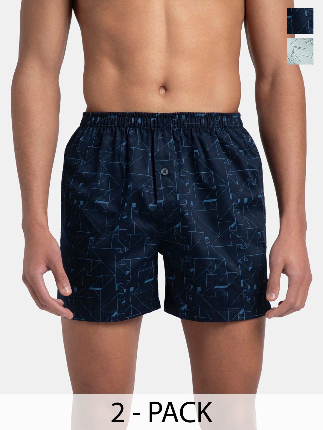 

Jockey Pack of 2 Super Combed Mercerized Cotton Printed Inner Boxers - 8222, Navy blue