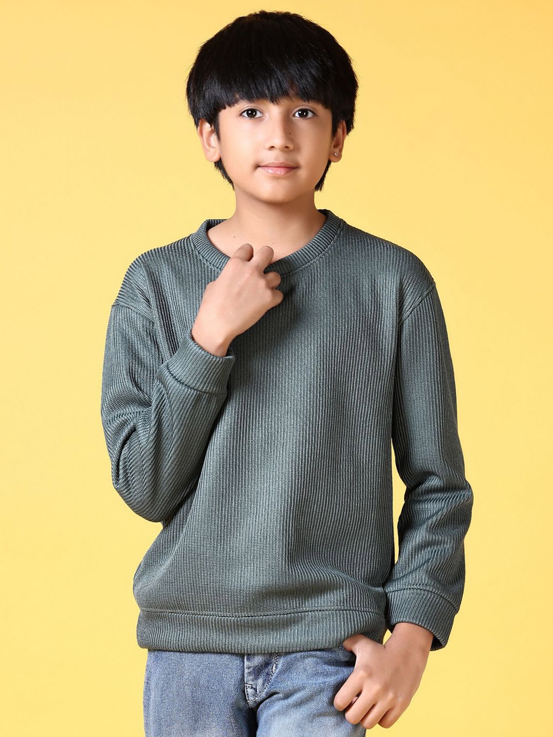 

V-Mart Boys Cotton Round Neck Long Sleeves Sweatshirt, Teal