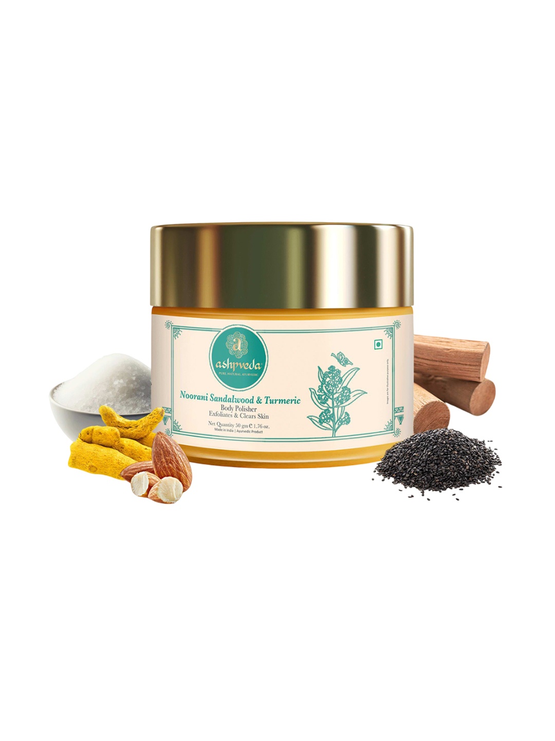 

ASHPVEDA Noorani Sandalwood & Turmeric Body Polisher Exfoliates & Clears Skin- 50 g, Orange