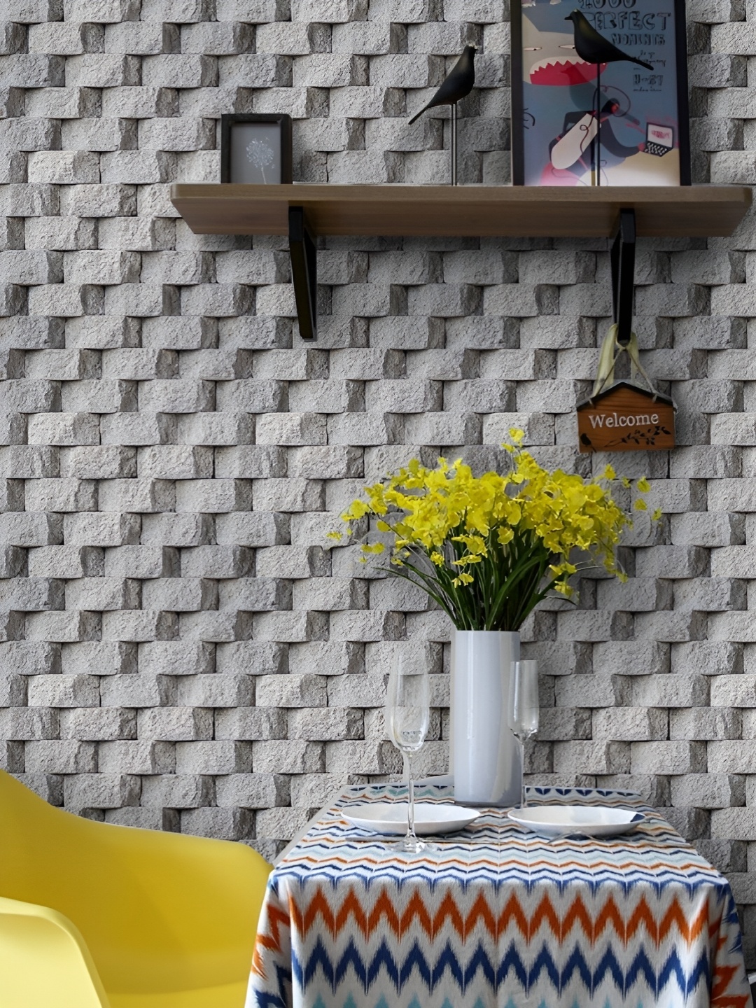 

Asian royal Grey Geometric Printed Waterproof Wallpaper