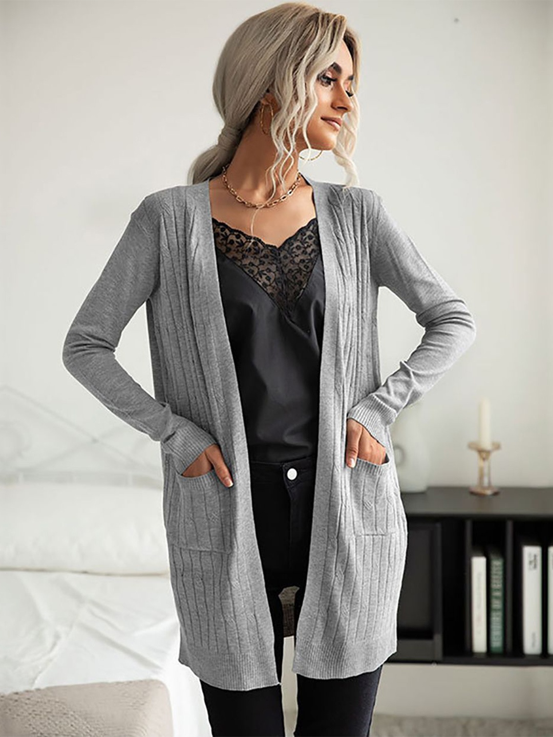 

StyleCast x Revolte Grey Open Front Shrug