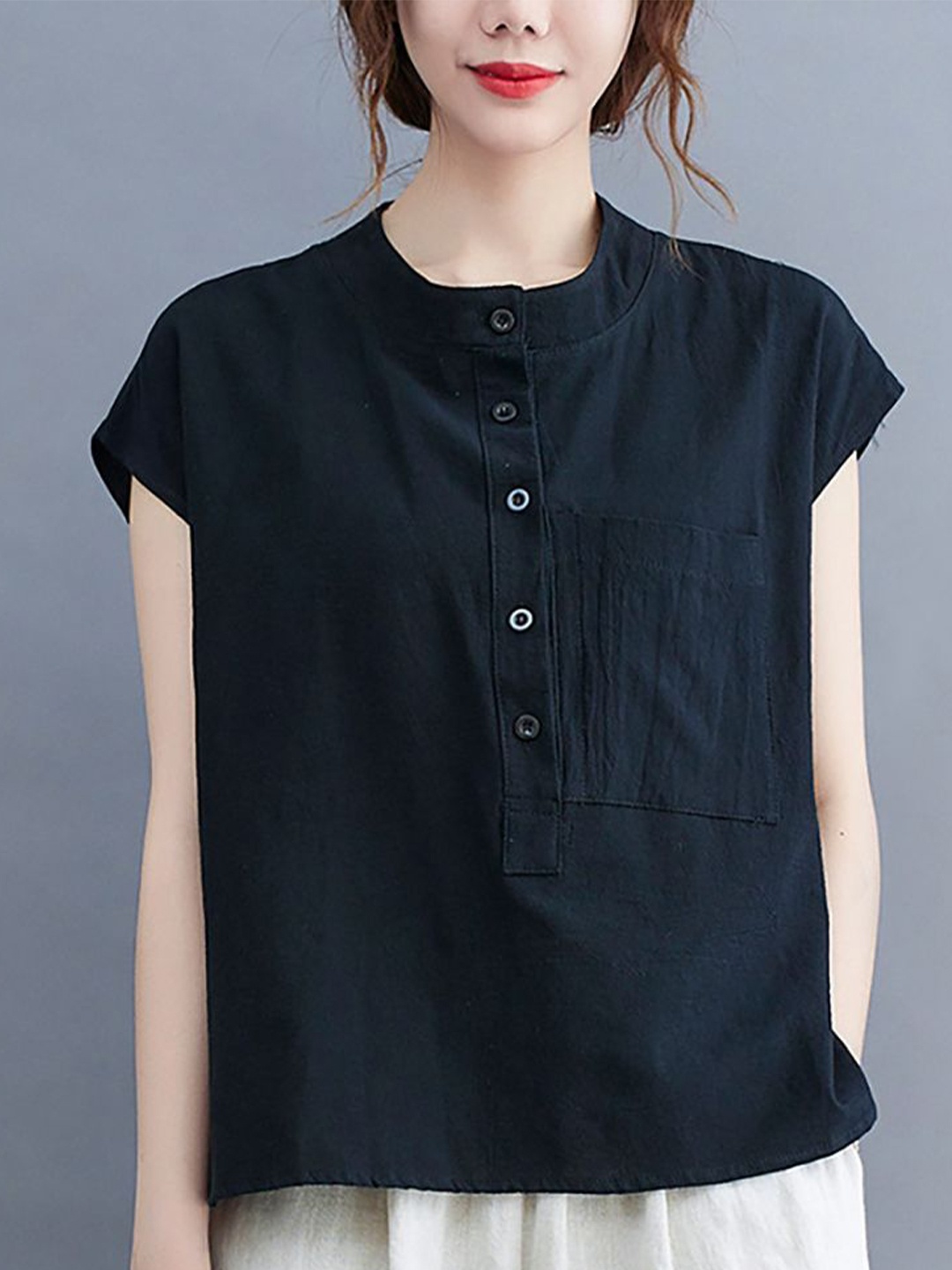 

StyleCast x Revolte Women Cotton Short Sleeves Top, Black