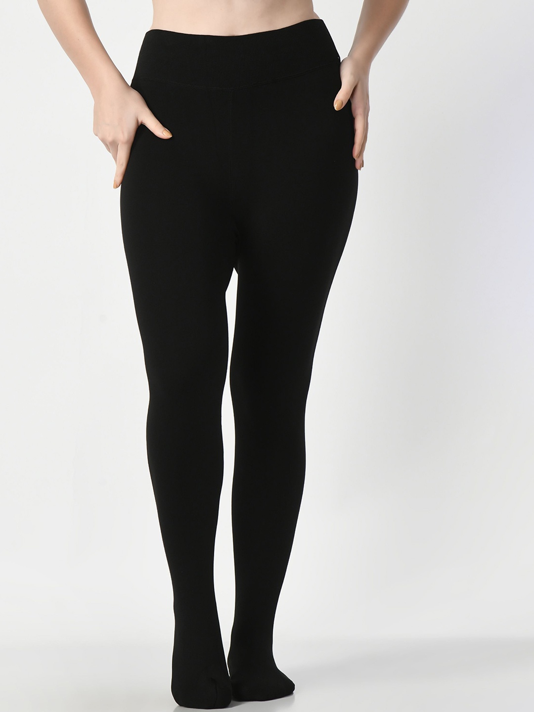 

Lebami Ribbed Mid-Rise Thermal Bottoms, Black