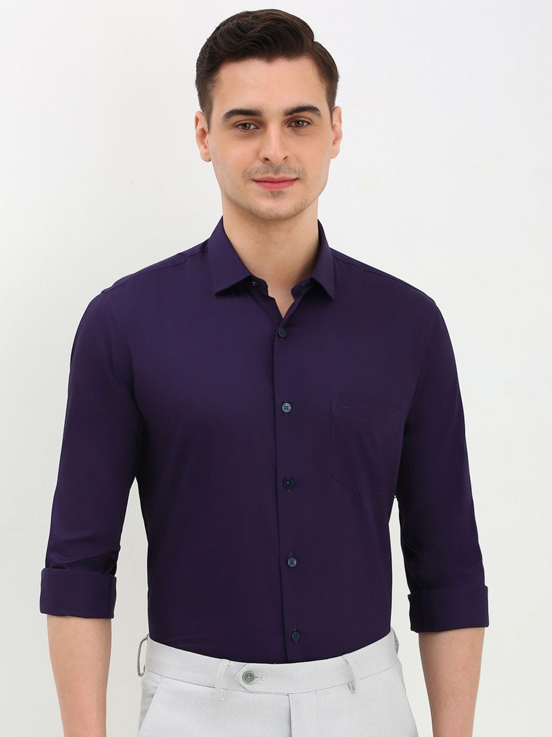 

Allen Solly Men Slim Fit Opaque Formal Shirt, Purple