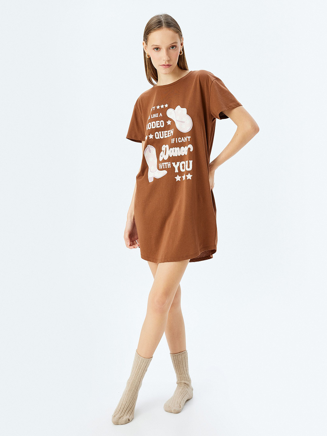 

Koton Print A-Line Dress, Brown