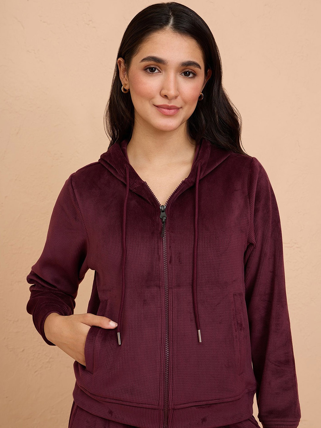 

Nykd Women Bomber Jacket, Burgundy