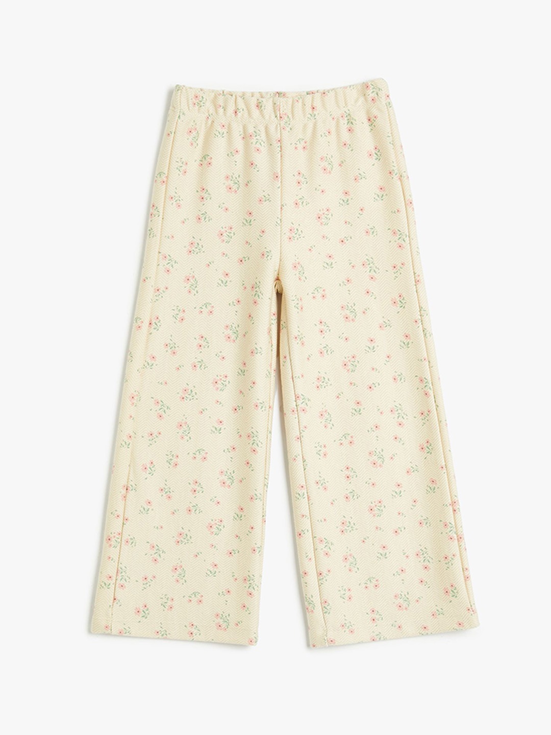 

Koton Girls Floral Printed Flared Wide Leg Trouser, Beige