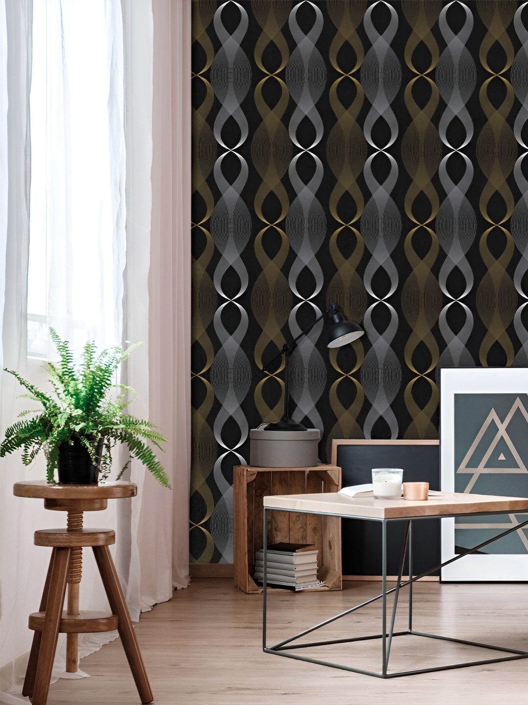 

Asian royal Black Printed Waterproof Wallpaper