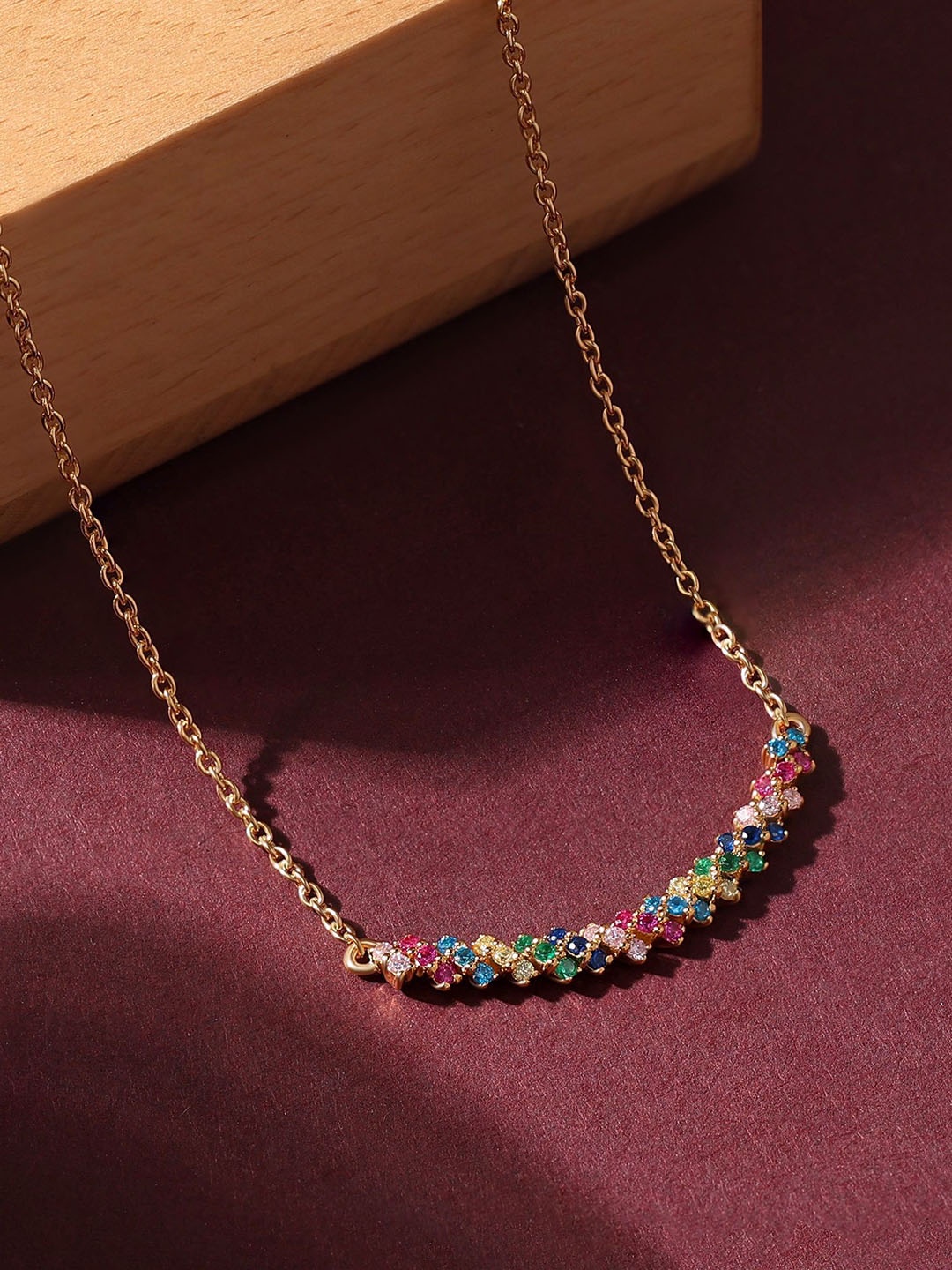 

Ornate Jewels 925 Sterling Silver 18KT Gold Plated CZ-Stone Studded Chain