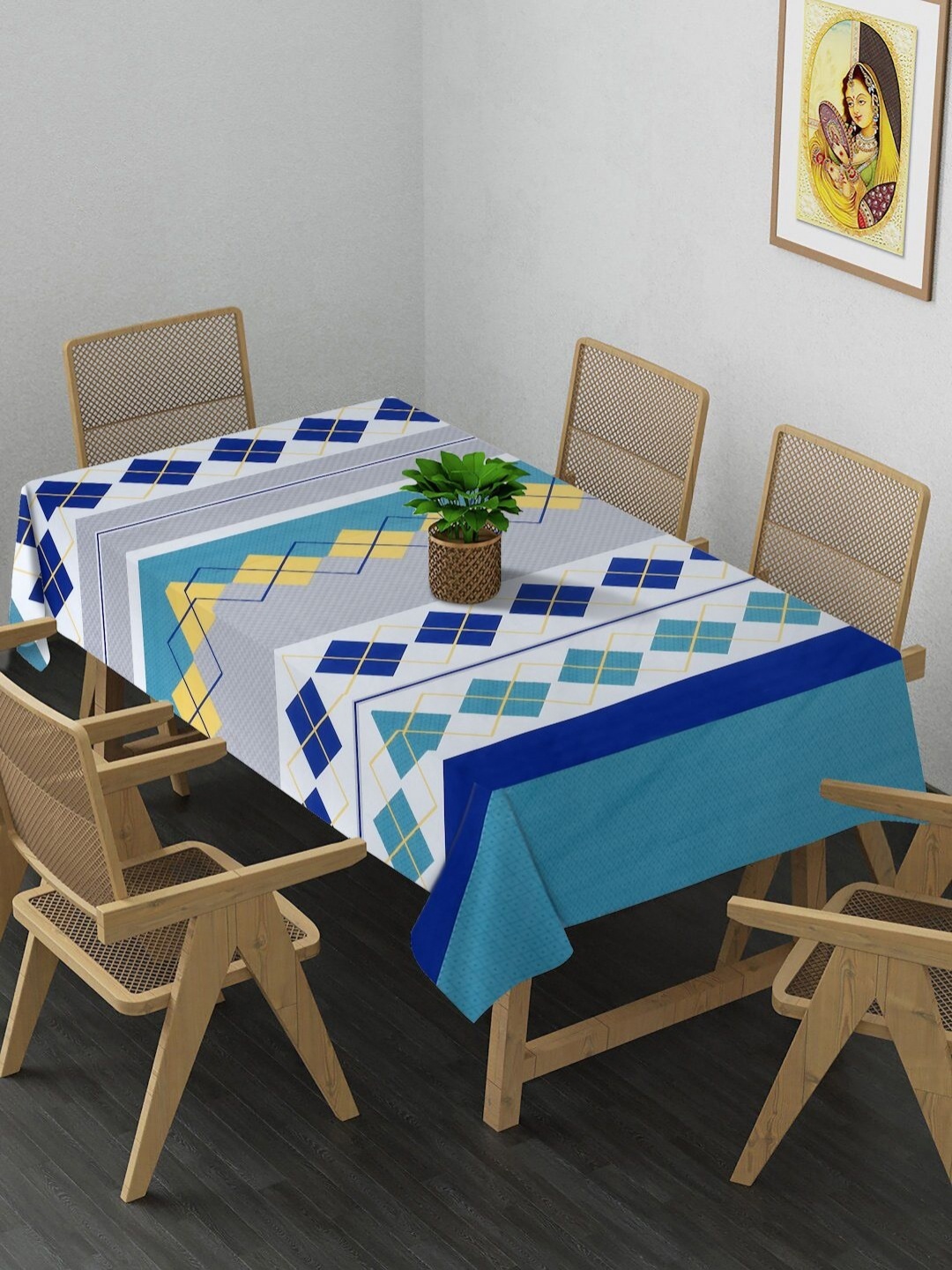 

Arrabi Green & Blue Printed 8-Seater Table Cover