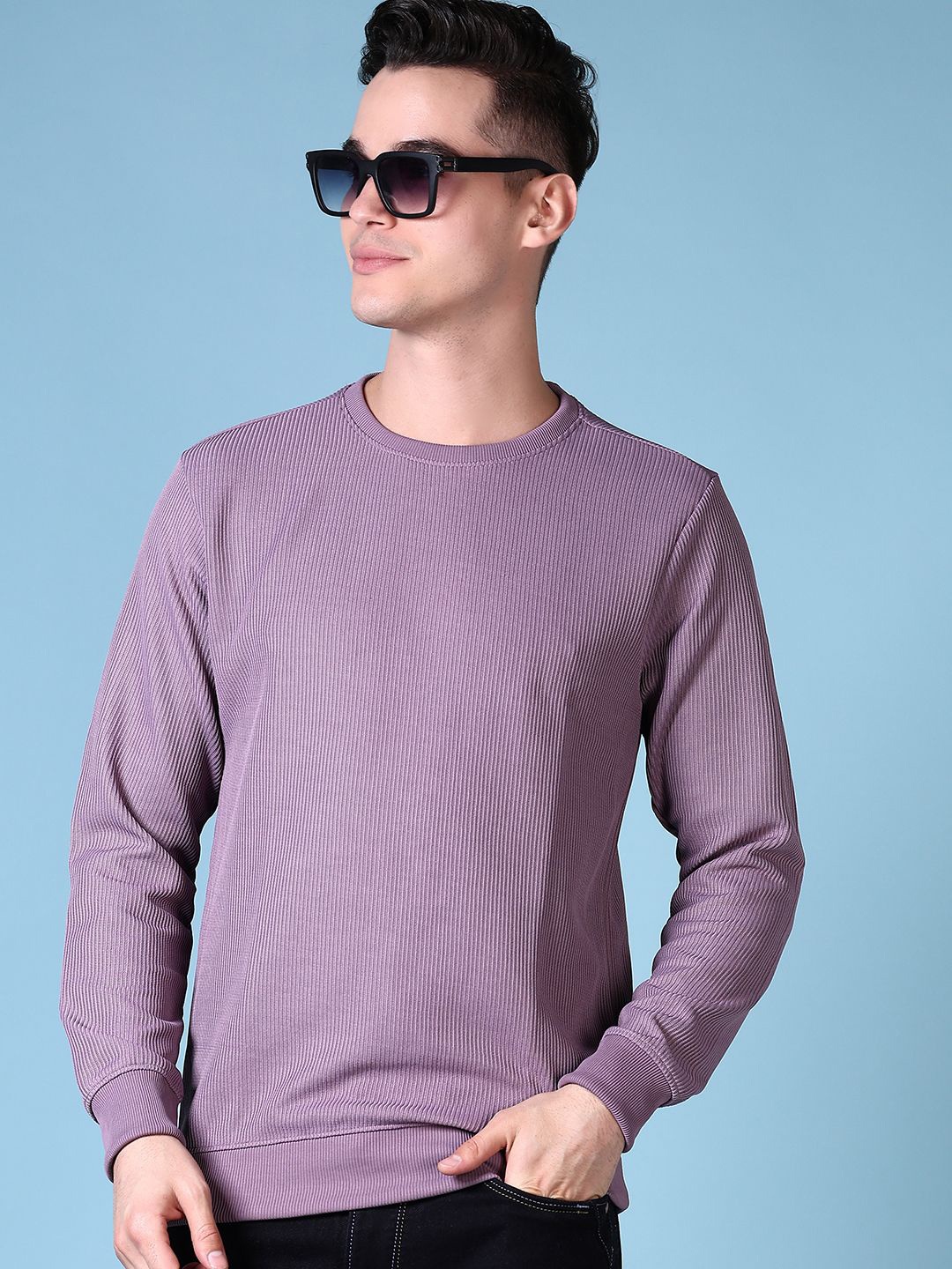 

V-Mart Men Round Neck Sweatshirt, Mauve