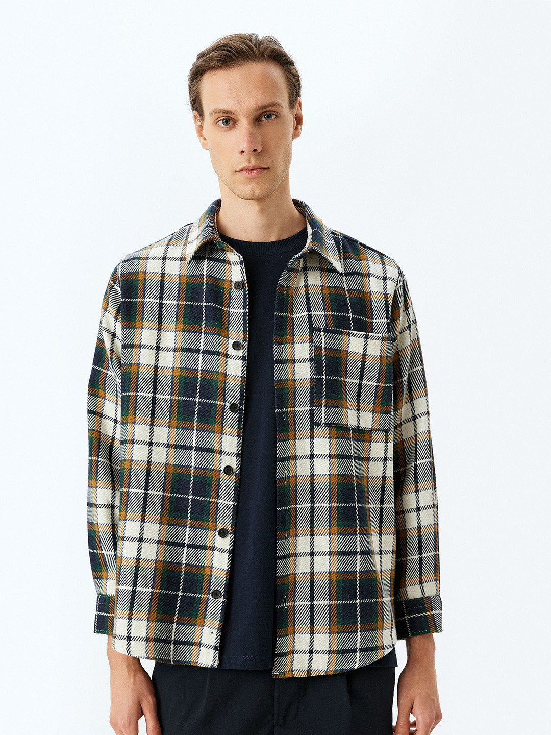 

Koton Men Tartan Checks Opaque Checked Casual Shirt, Navy blue