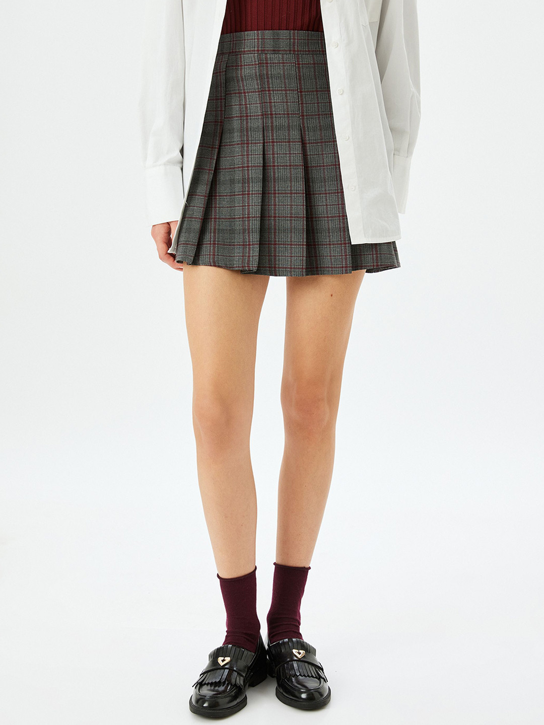 

Koton Checked A-Line Mini Skirt, Red