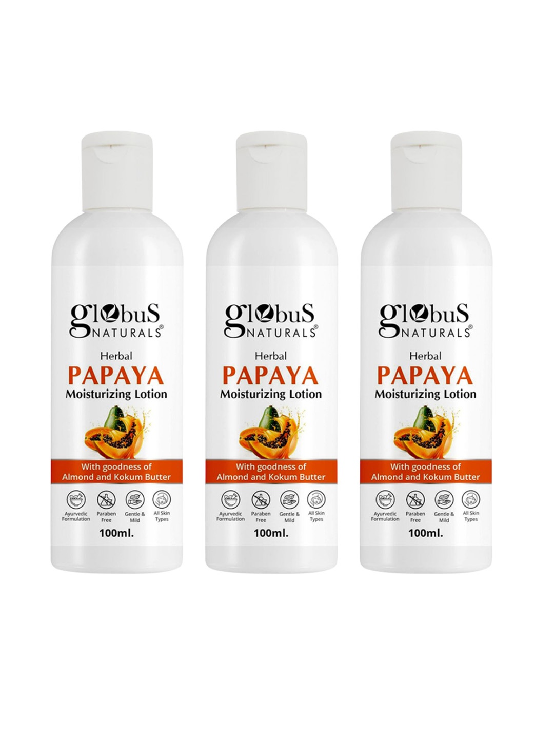 

Globus naturals Set Of 3 Herbal Papaya Moisturizing Lotion For Nourishment - 100 ml Each, Na