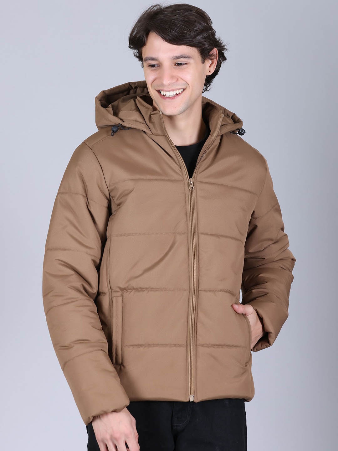 

SPORTIZM Men Lightweight Open Front Jacket, Tan