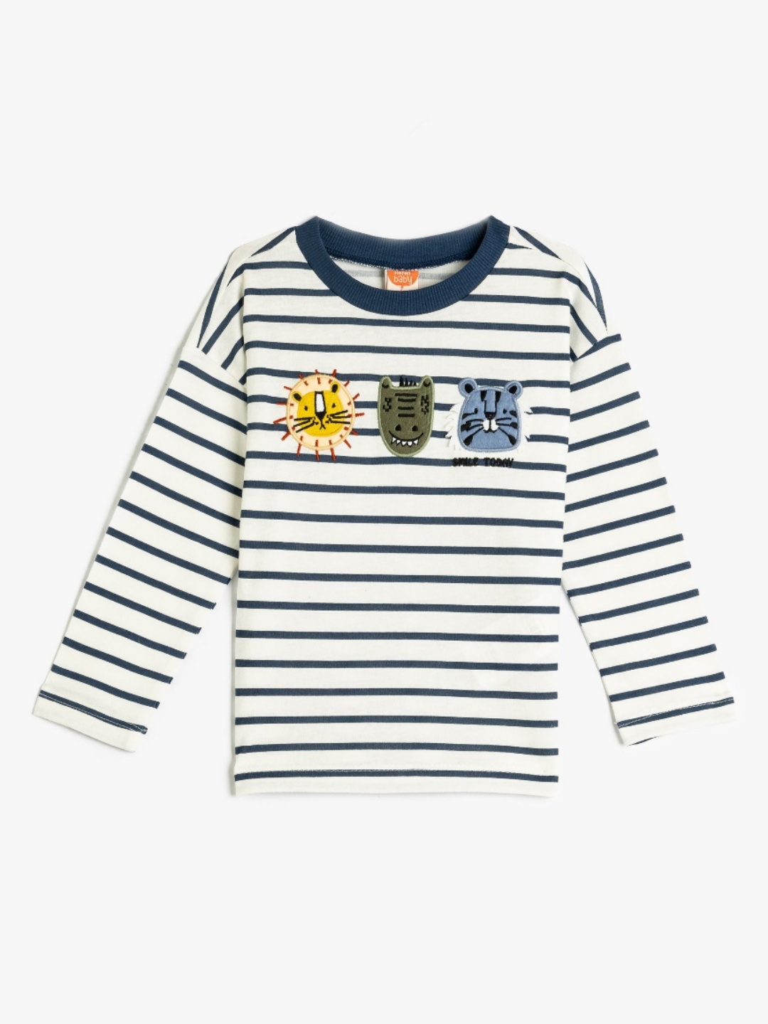 

Koton Boys Striped Round Neck Cotton T-shirt, White