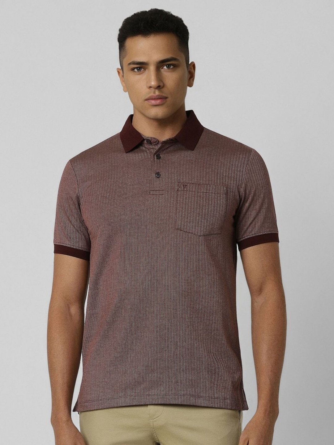 

Van Heusen Men Polo Collar Pockets T-shirt, Brown