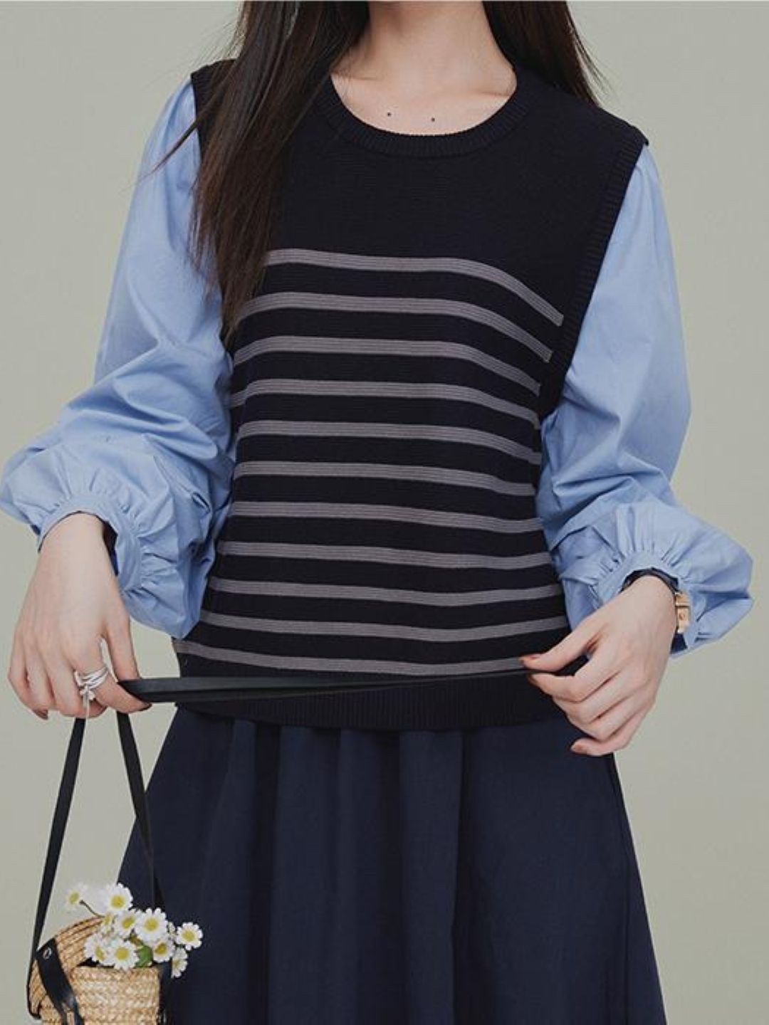 

StyleCast Women Striped Pullover, Blue