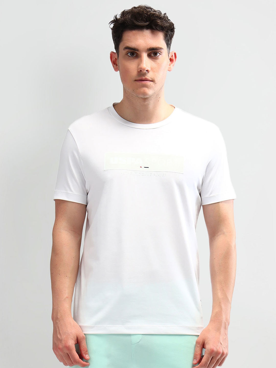 

U.S. Polo Assn. Men Brand Logo Printed Slim Fit T-shirt, White