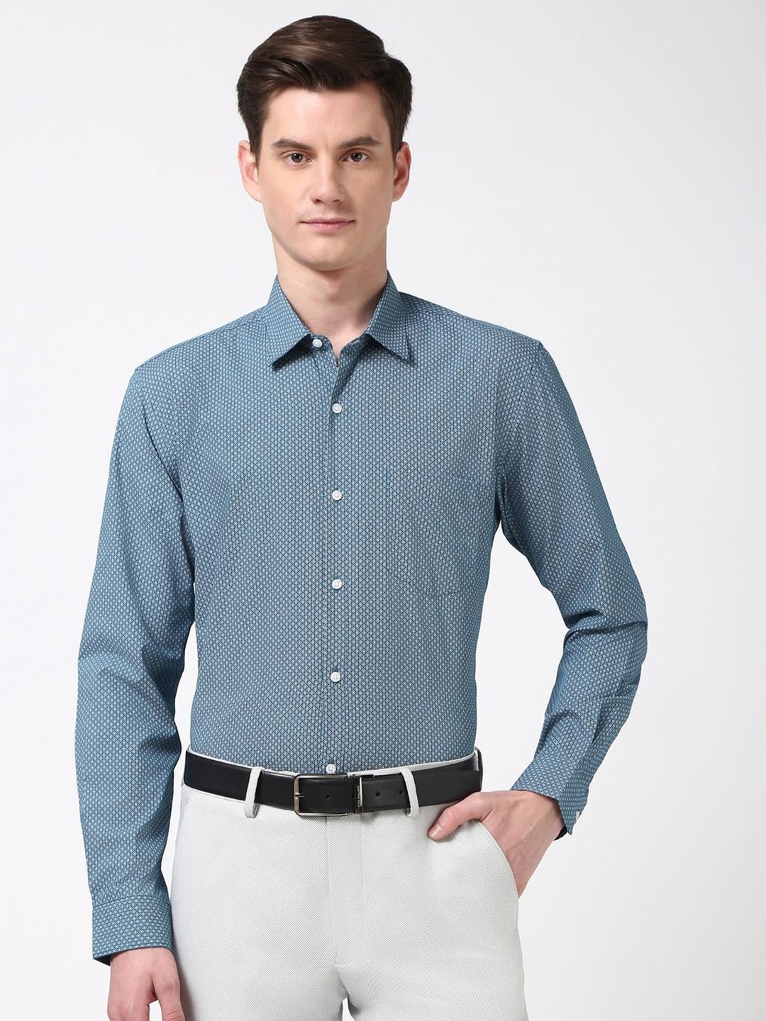 

Peter England Men Opaque Printed Formal Shirt, Blue