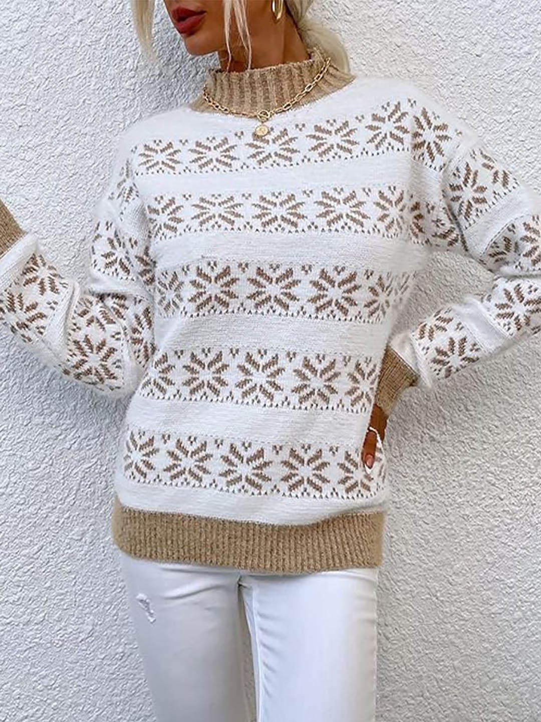

StyleCast x Revolte Women Fair Isle Self Design Round Neck Long Sleeves Sweater Vest, Khaki