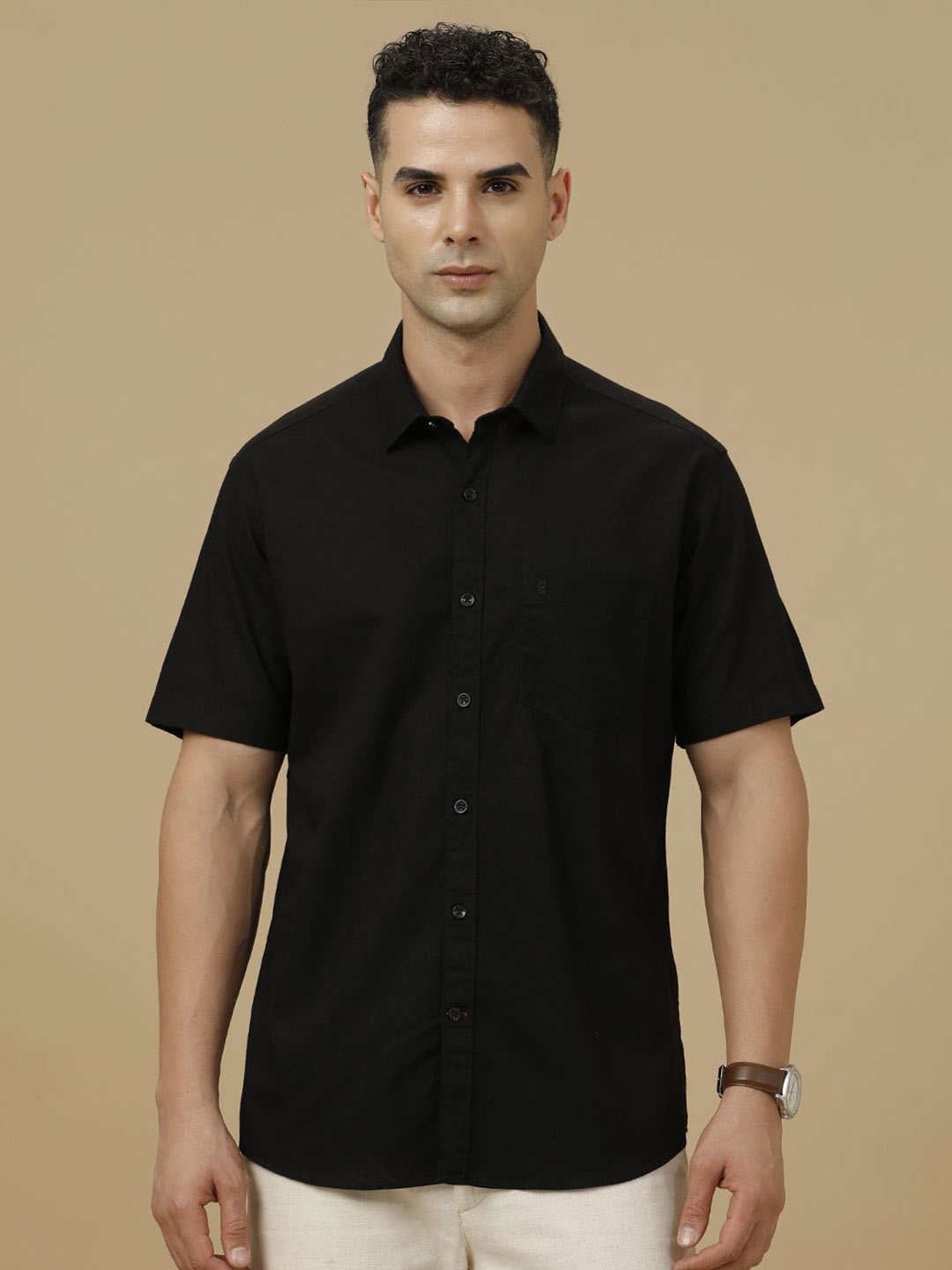 

CAVALLO by Linen Club Contemporary Slim Fit Casual Shirt, Black