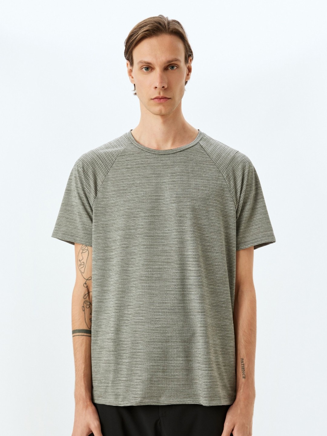 

Koton Men Self Design Round Neck T-shirt, Grey melange