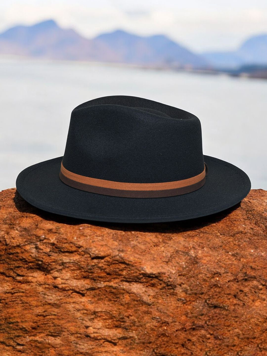 

CHOKORE Unisex Black Solid Fedora Hat