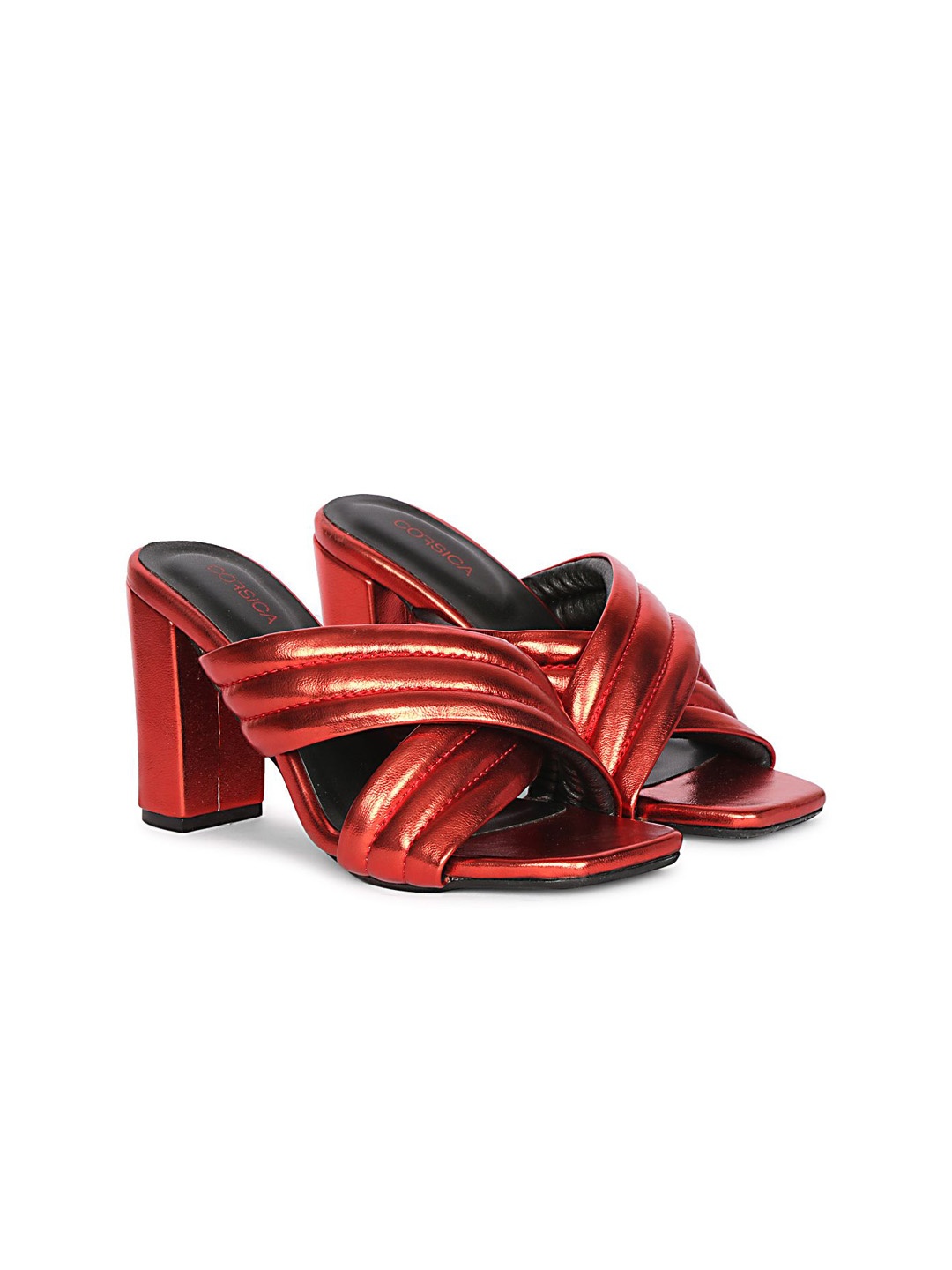 

CORSICA Striped Block Sandals, Red