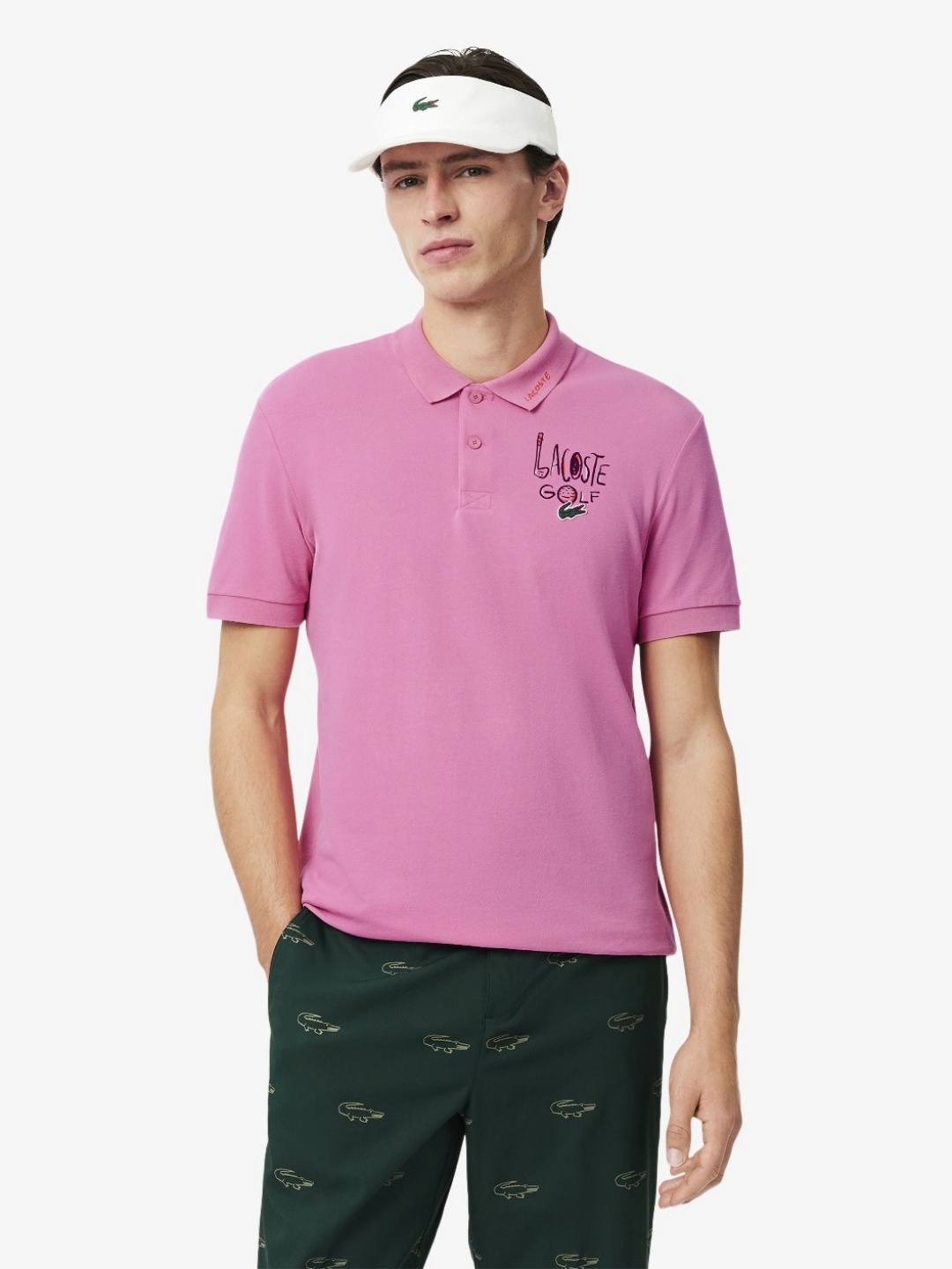 

Lacoste Men Polo Collar Applique T-shirt, Pink