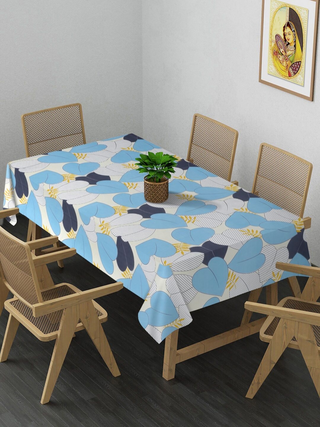 

Arrabi Blue & White Floral Printed 8-Seater Table Cover