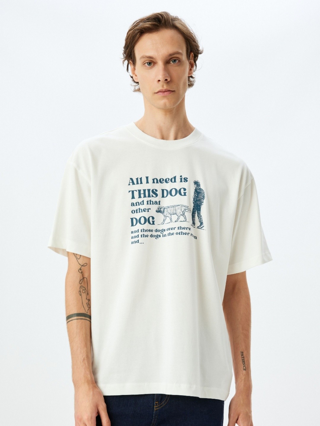 

Koton Men Typography Printed Round Neck Cotton T-shirt, Off white