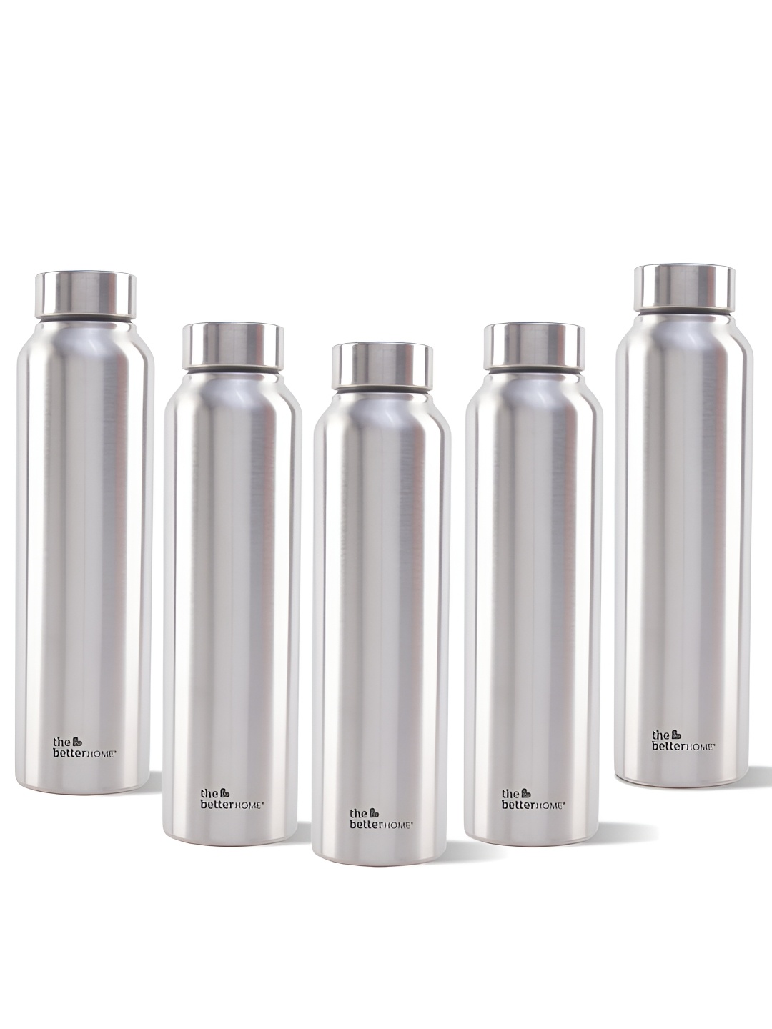

The Better Home Silver-Toned 5 Pieces Stainless Steel Water Bottles 1 L