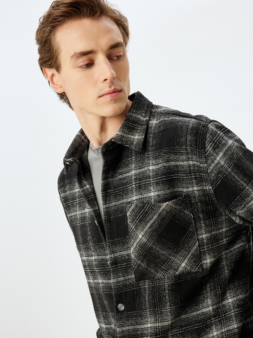 

Koton Men Tartan Checks Opaque Checked Casual Shirt, Black